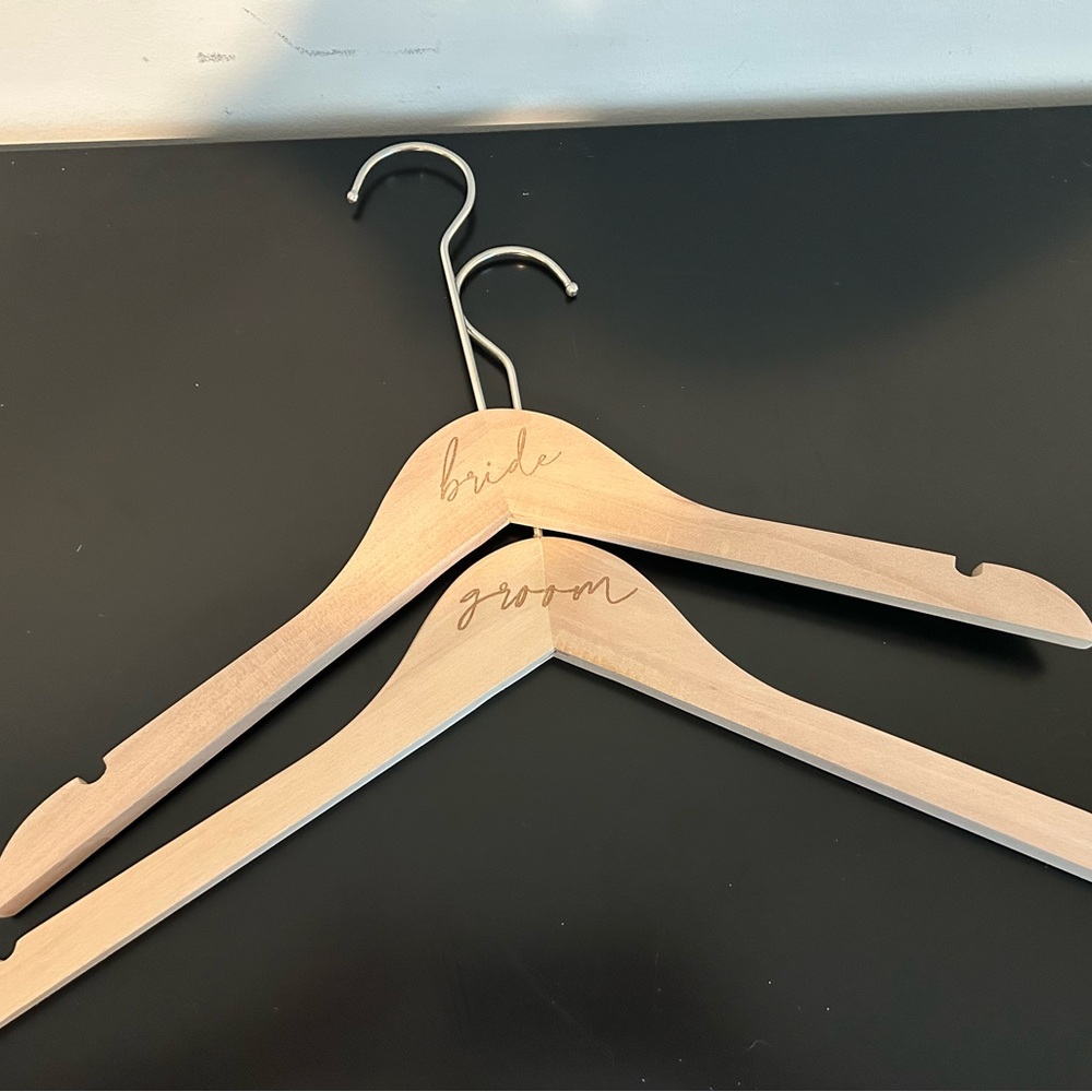 Bride and Groom Wooden Hangers